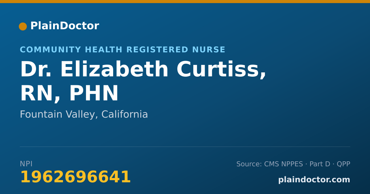 Shareable card for Elizabeth Curtiss, RN, PHN - Community Health Registered Nurse, Fountain Valley, CA