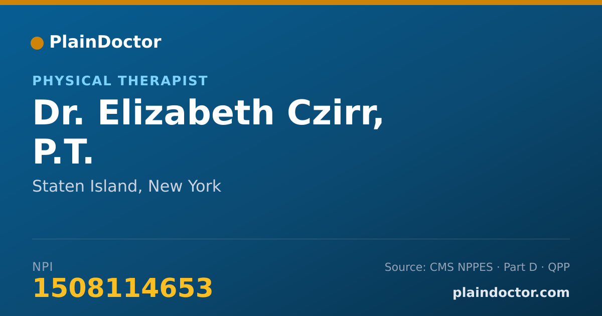 Shareable card for Elizabeth Czirr, P.T. - Physical Therapist, Staten Island, NY