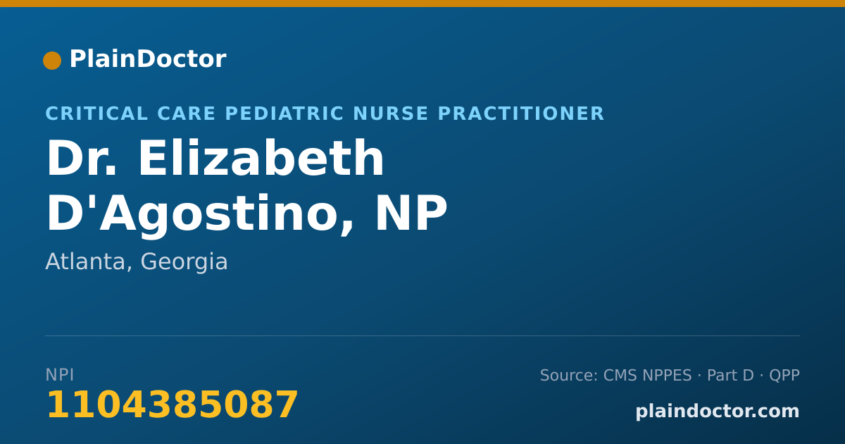 Shareable card for Elizabeth D'Agostino, NP - Critical Care Pediatric Nurse Practitioner, Atlanta, GA
