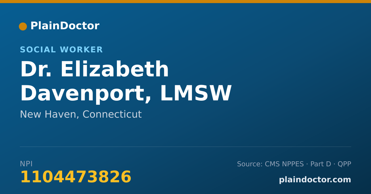 Shareable card for Elizabeth Davenport, LMSW - Social Worker, New Haven, CT
