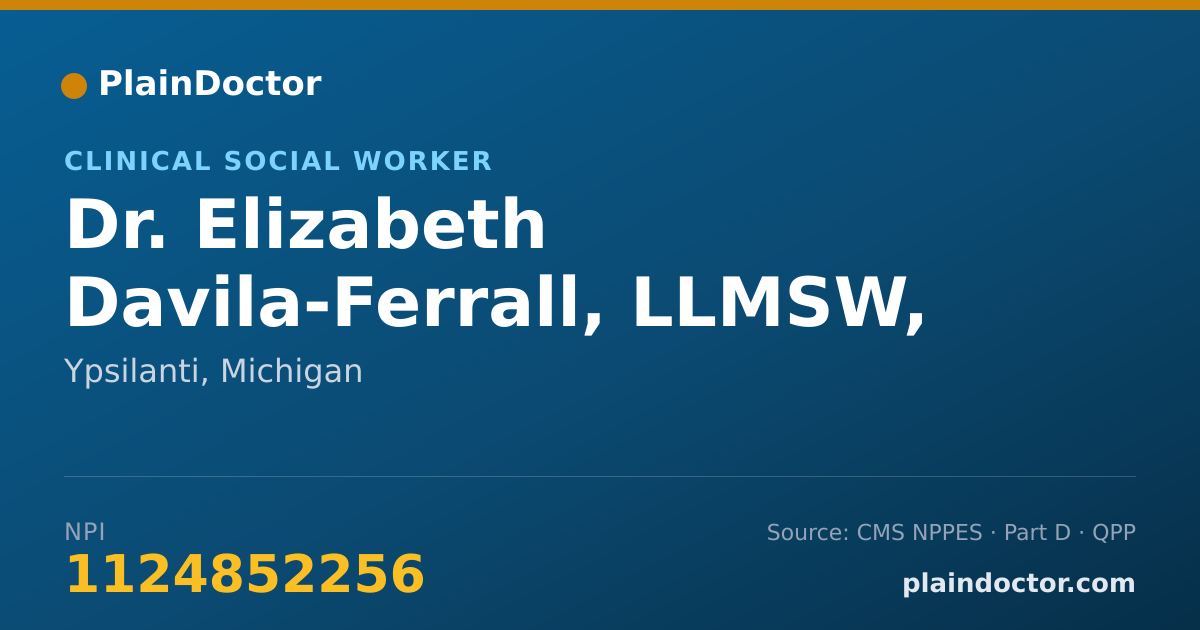 Shareable card for Elizabeth Davila-Ferrall, LLMSW, MSW - Clinical Social Worker, Ypsilanti, MI
