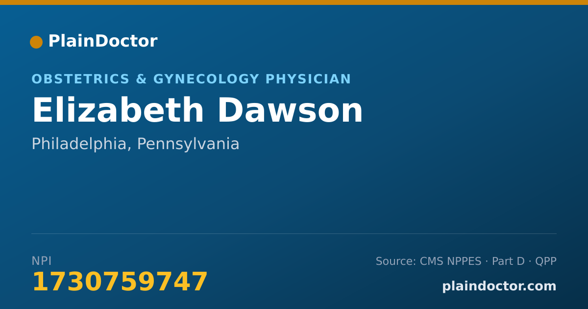 Shareable card for Elizabeth Dawson - Obstetrics & Gynecology Physician, Philadelphia, PA