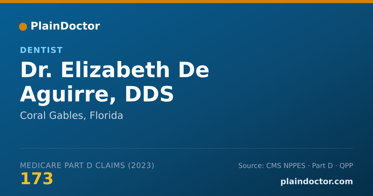 Shareable card for Elizabeth De Aguirre, DDS - Dentist, Coral Gables, FL