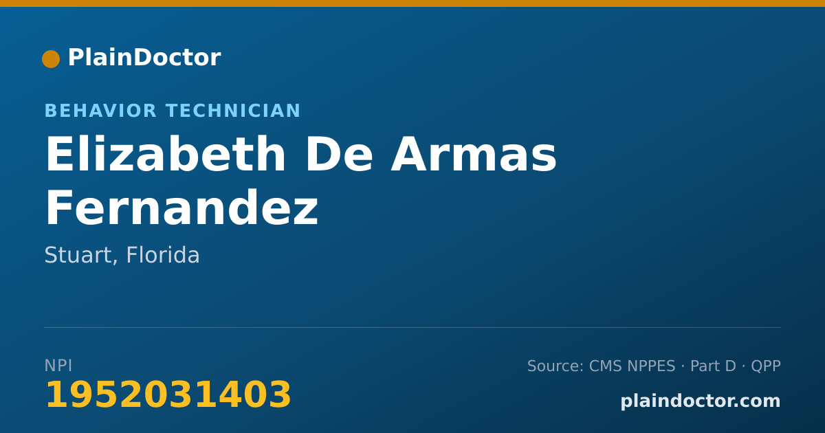 Shareable card for Elizabeth De Armas Fernandez - Behavior Technician, Stuart, FL