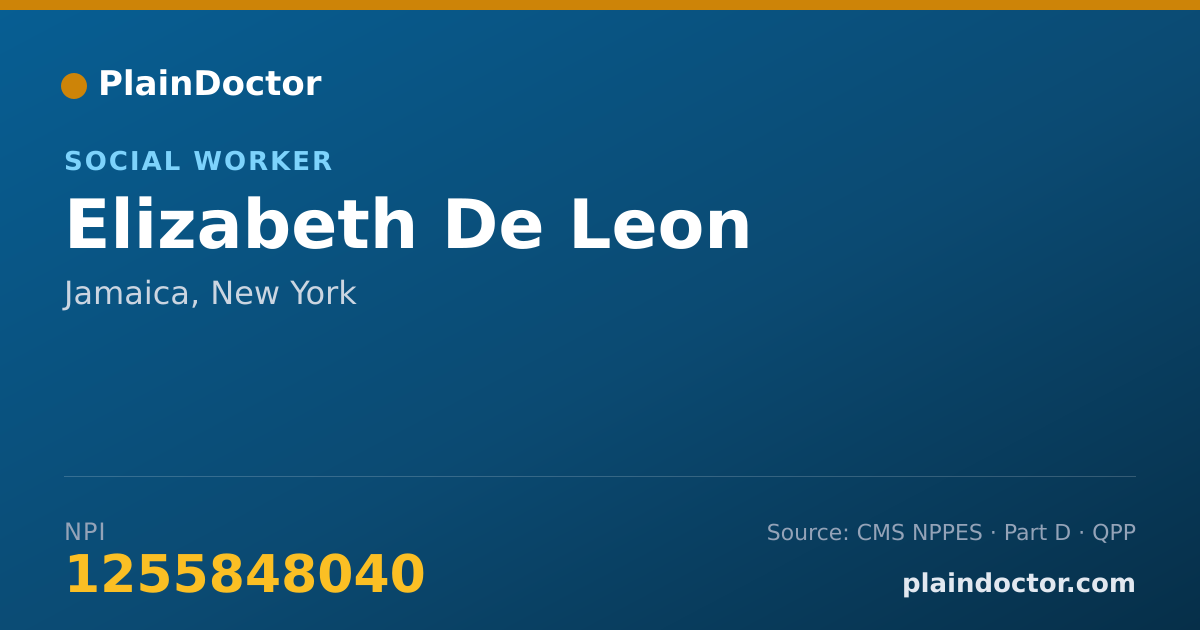 Shareable card for Elizabeth De Leon - Social Worker, Jamaica, NY