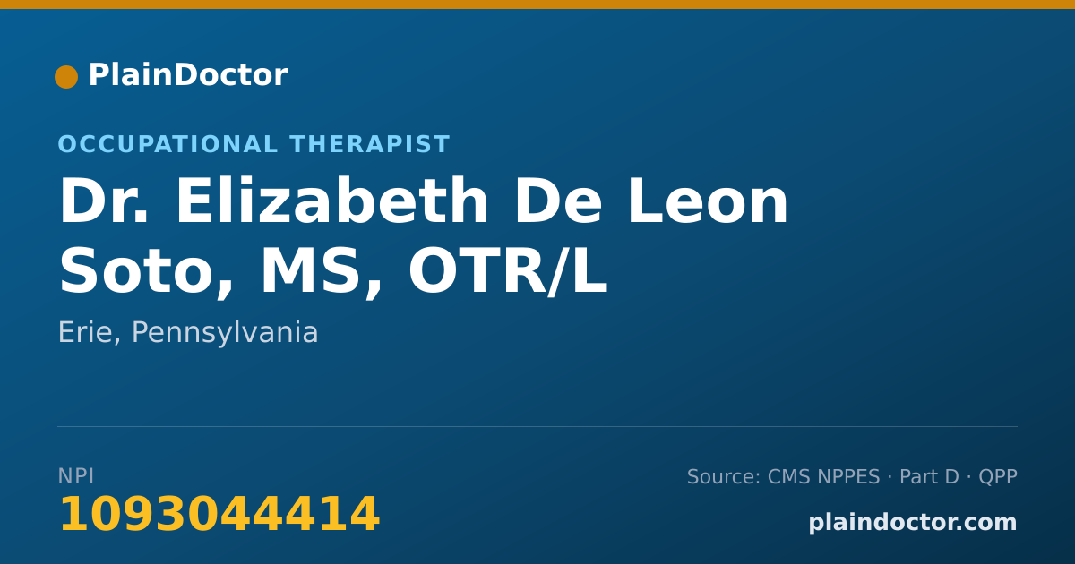 Shareable card for Elizabeth De Leon Soto, MS, OTR/L - Occupational Therapist, Erie, PA