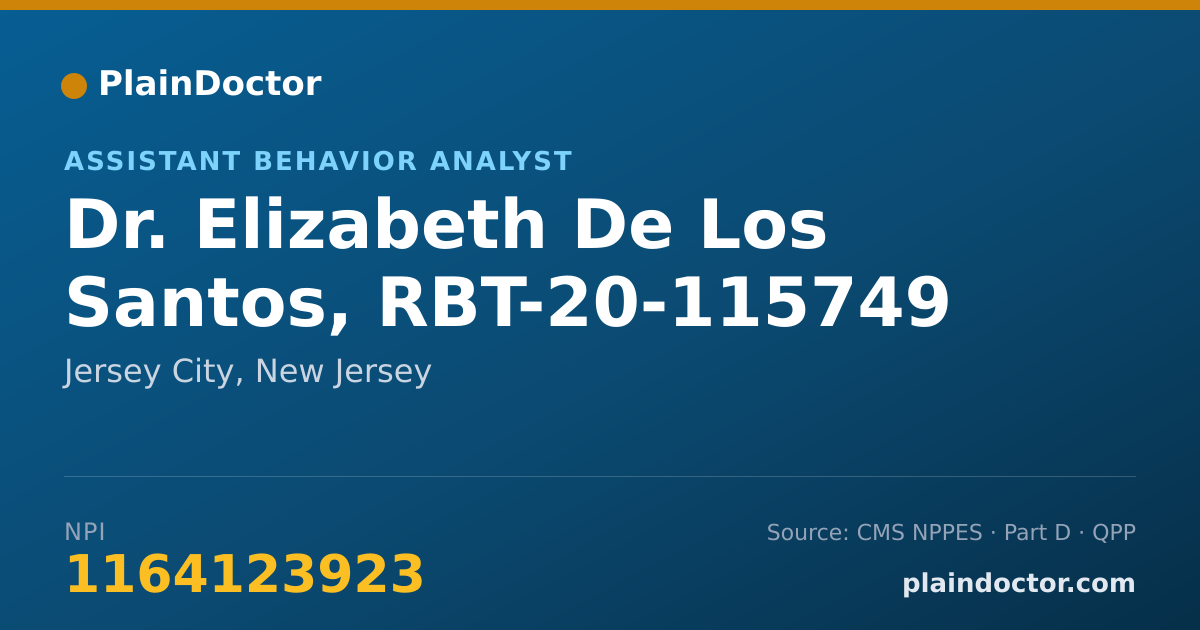 Shareable card for Elizabeth De Los Santos, RBT-20-115749 - Assistant Behavior Analyst, Jersey City, NJ