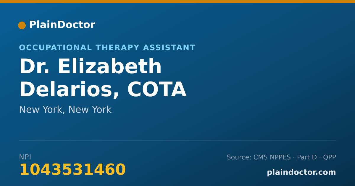 Shareable card for Elizabeth Delarios, COTA - Occupational Therapy Assistant, New York, NY