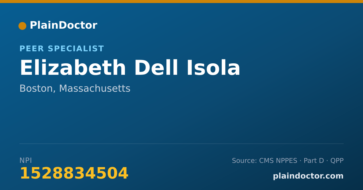 Shareable card for Elizabeth Dell Isola - Peer Specialist, Boston, MA