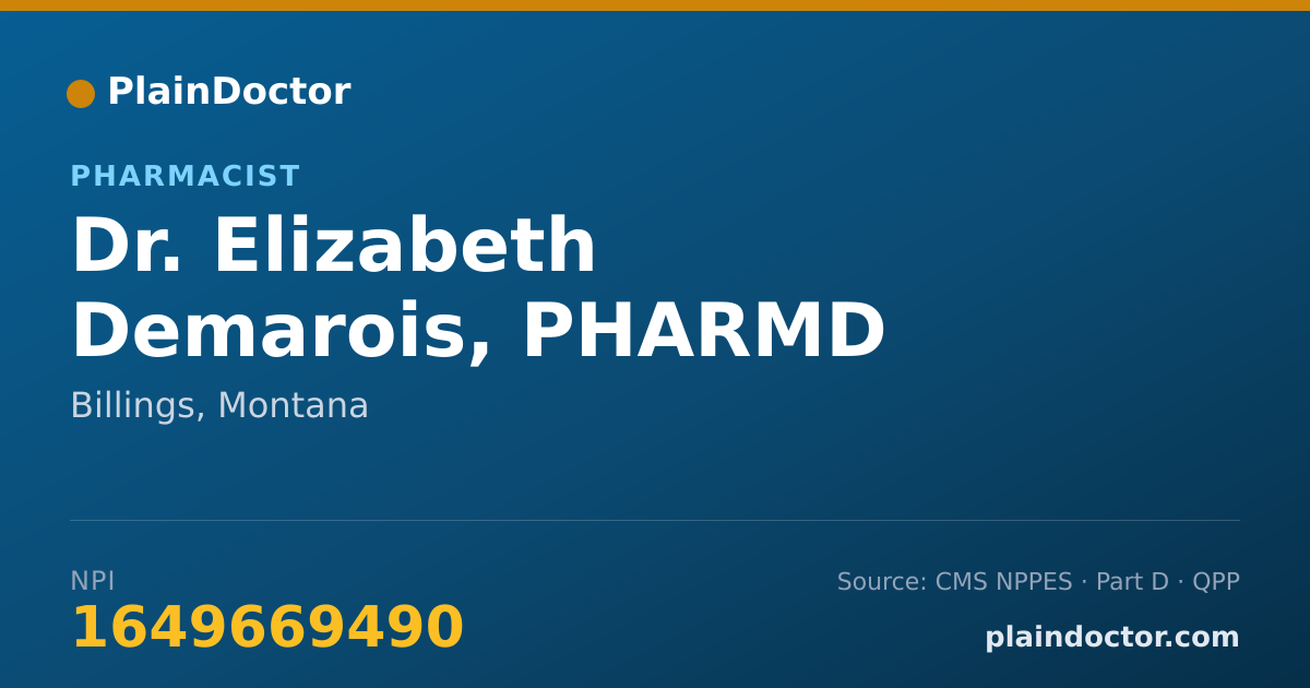 Shareable card for Elizabeth Demarois, PHARMD - Pharmacist, Billings, MT