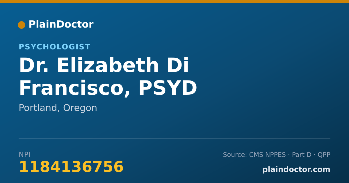 Shareable card for Elizabeth Di Francisco, PSYD - Psychologist, Portland, OR