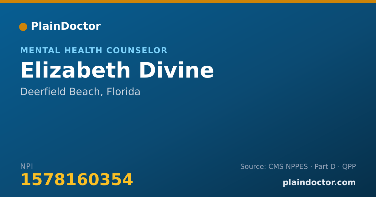 Shareable card for Elizabeth Divine - Mental Health Counselor, Deerfield Beach, FL