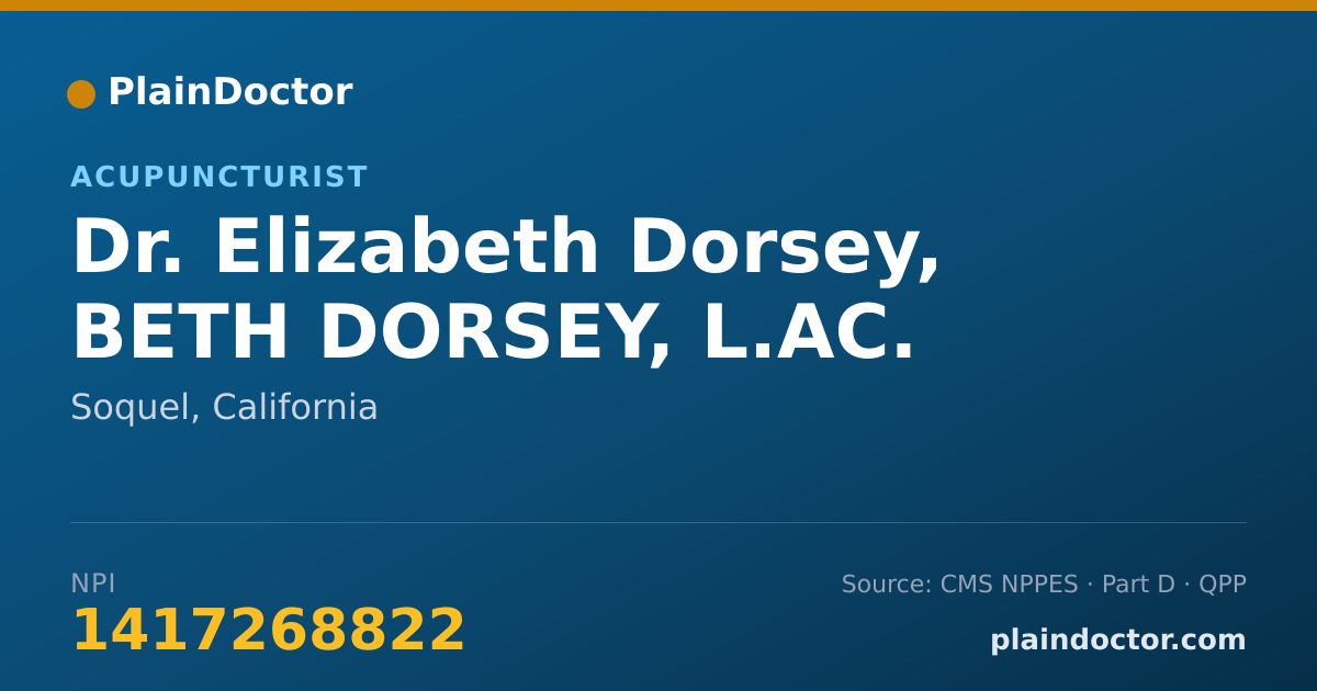 Shareable card for Elizabeth Dorsey, BETH DORSEY, L.AC. - Acupuncturist, Soquel, CA