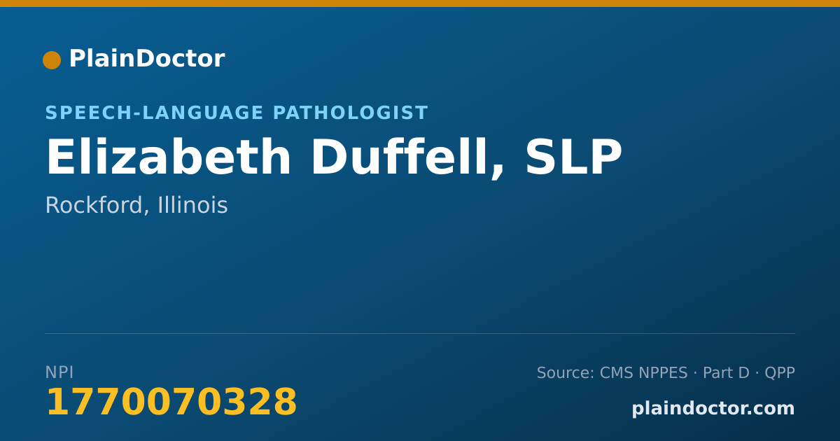 Shareable card for Elizabeth Duffell, SLP - Speech-Language Pathologist, Rockford, IL