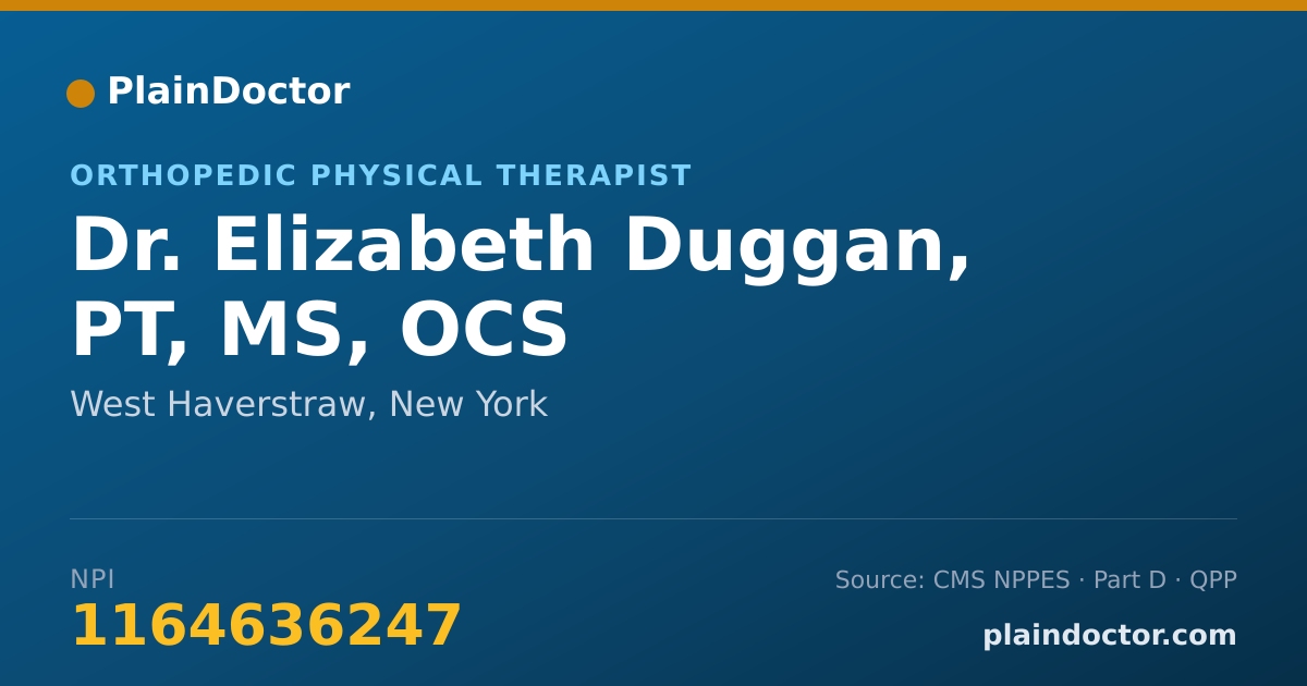 Shareable card for Elizabeth Duggan, PT, MS, OCS - Orthopedic Physical Therapist, West Haverstraw, NY