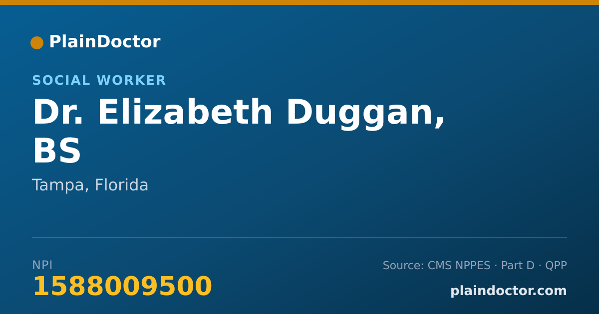 Shareable card for Elizabeth Duggan, BS - Social Worker, Tampa, FL