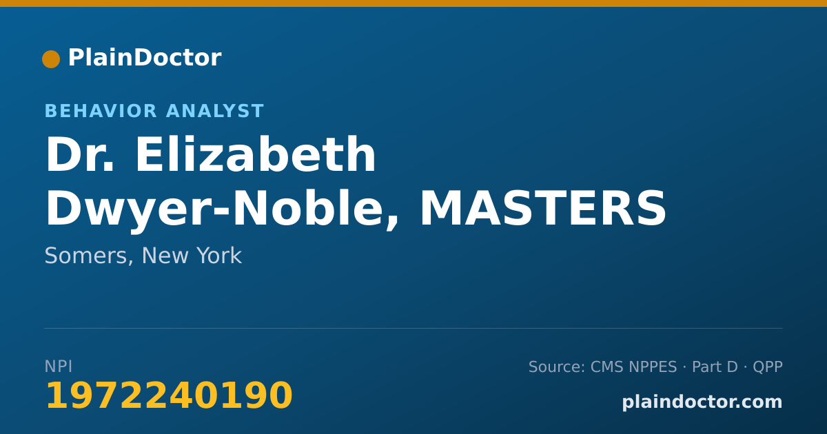Shareable card for Elizabeth Dwyer-Noble, MASTERS - Behavior Analyst, Somers, NY