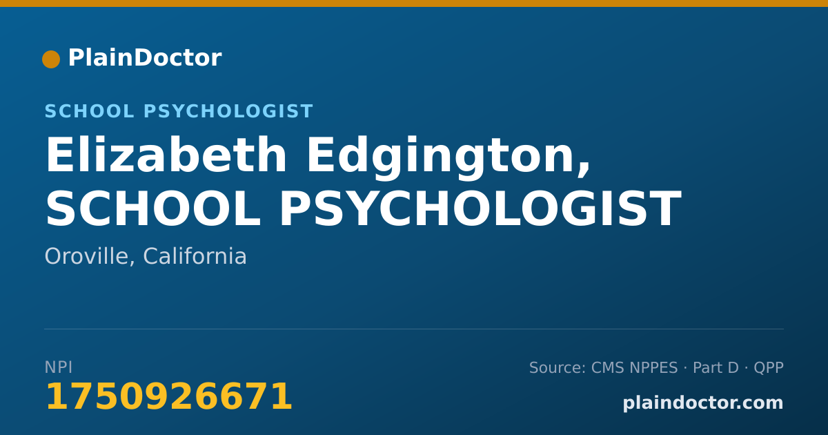 Shareable card for Elizabeth Edgington, SCHOOL PSYCHOLOGIST - School Psychologist, Oroville, CA