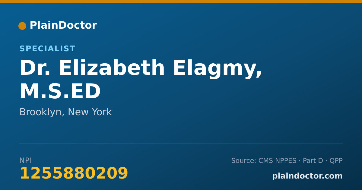 Shareable card for Elizabeth Elagmy, M.S.ED - Specialist, Brooklyn, NY