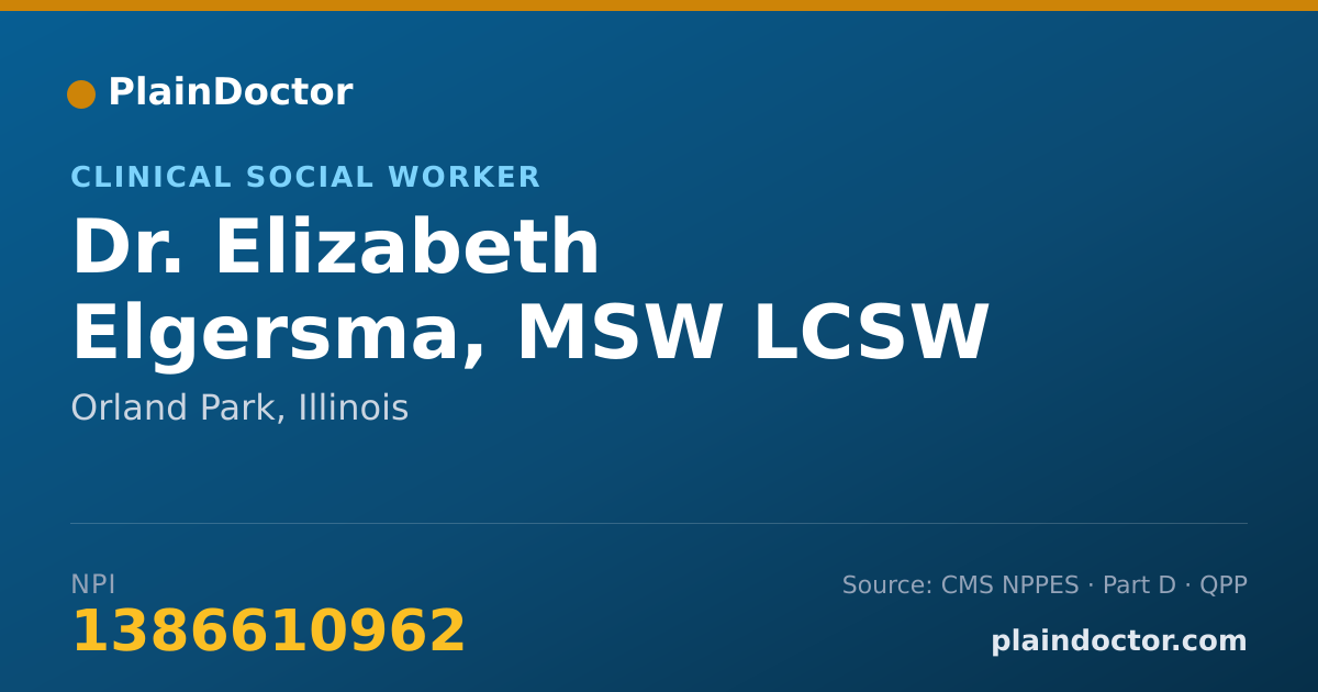 Shareable card for Elizabeth Elgersma, MSW LCSW - Clinical Social Worker, Orland Park, IL