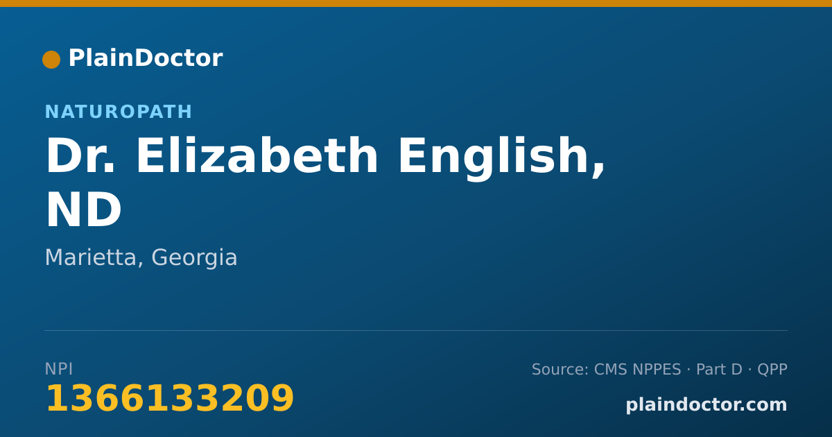 Shareable card for Elizabeth English, ND - Naturopath, Marietta, GA