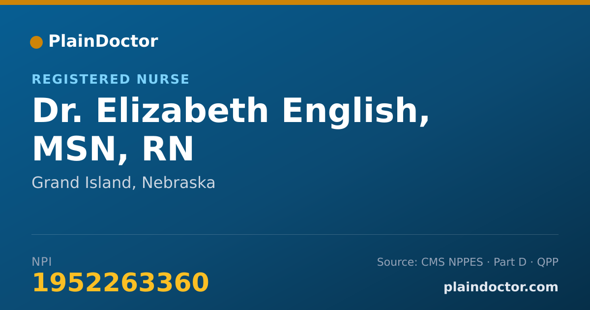 Shareable card for Elizabeth English, MSN, RN - Registered Nurse, Grand Island, NE