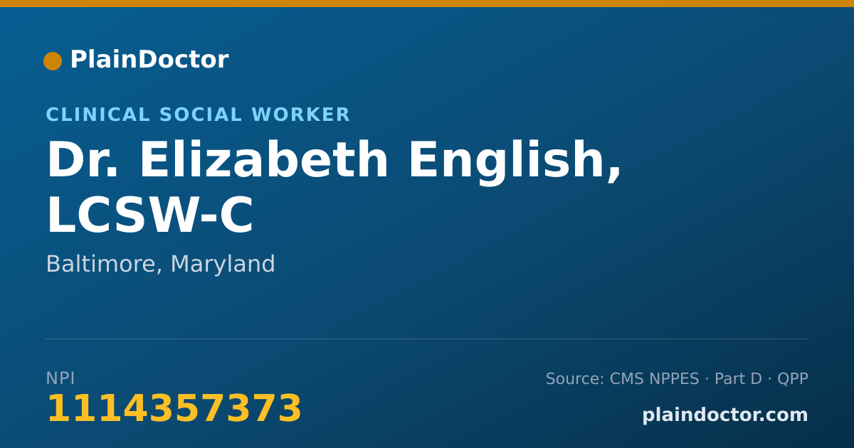 Shareable card for Elizabeth English, LCSW-C - Clinical Social Worker, Baltimore, MD