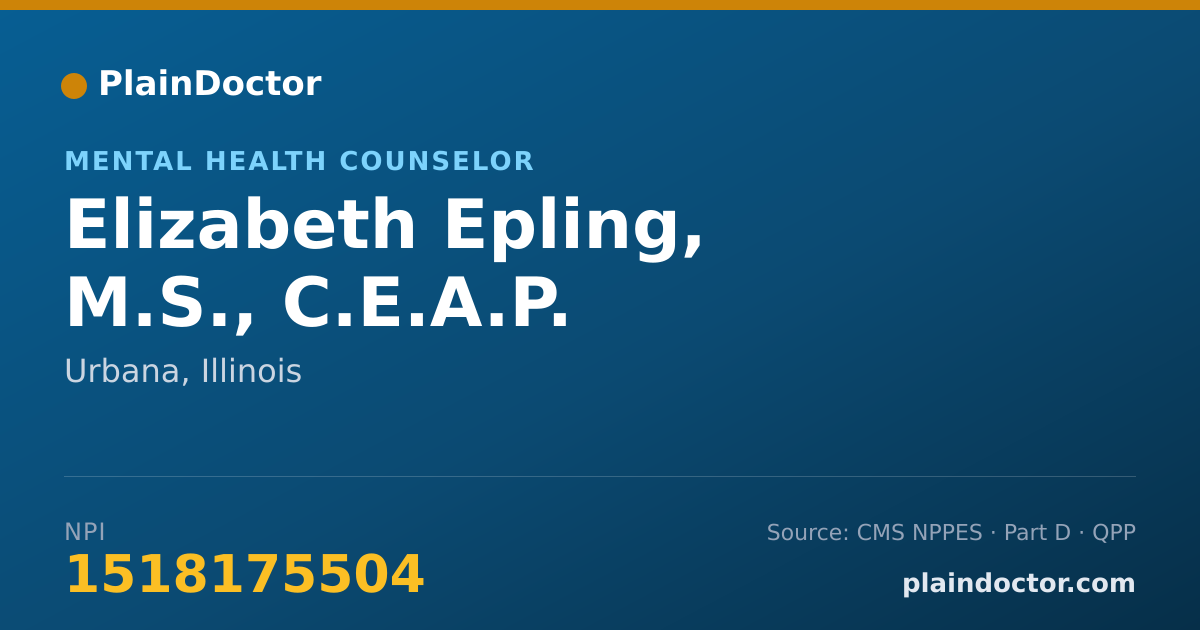 Shareable card for Elizabeth Epling, M.S., C.E.A.P. - Mental Health Counselor, Urbana, IL