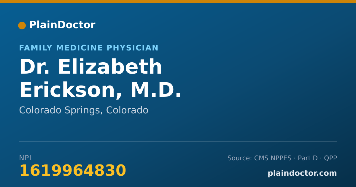 Shareable card for Elizabeth Erickson, M.D. - Family Medicine Physician, Colorado Springs, CO
