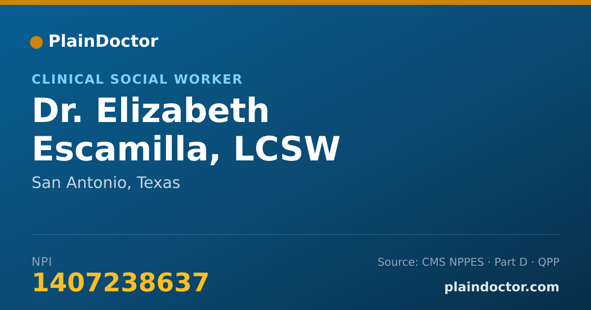 Shareable card for Elizabeth Escamilla, LCSW - Clinical Social Worker, San Antonio, TX
