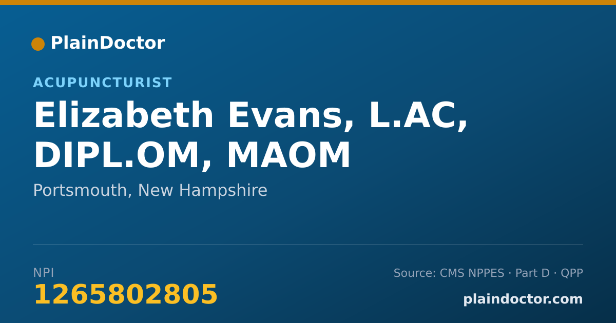 Shareable card for Elizabeth Evans, L.AC, DIPL.OM, MAOM - Acupuncturist, Portsmouth, NH