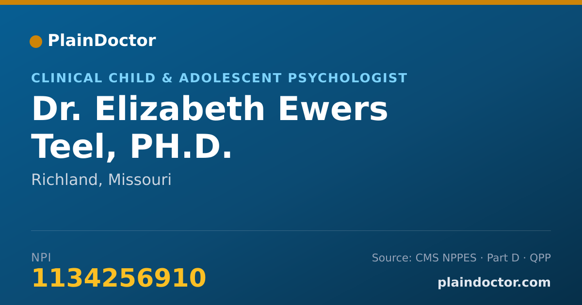 Shareable card for Elizabeth Ewers Teel, PH.D. - Clinical Child & Adolescent Psychologist, Richland, MO