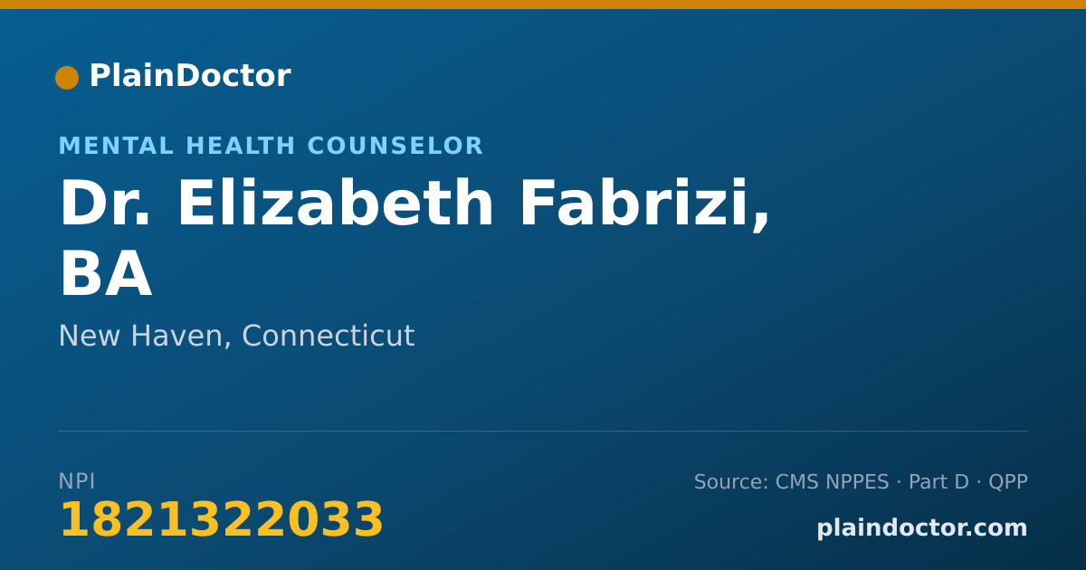 Shareable card for Elizabeth Fabrizi, BA - Mental Health Counselor, New Haven, CT