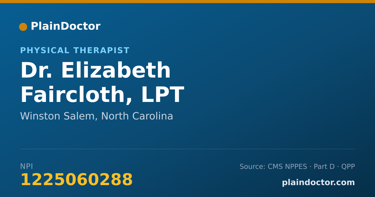 Shareable card for Elizabeth Faircloth, LPT - Physical Therapist, Winston Salem, NC