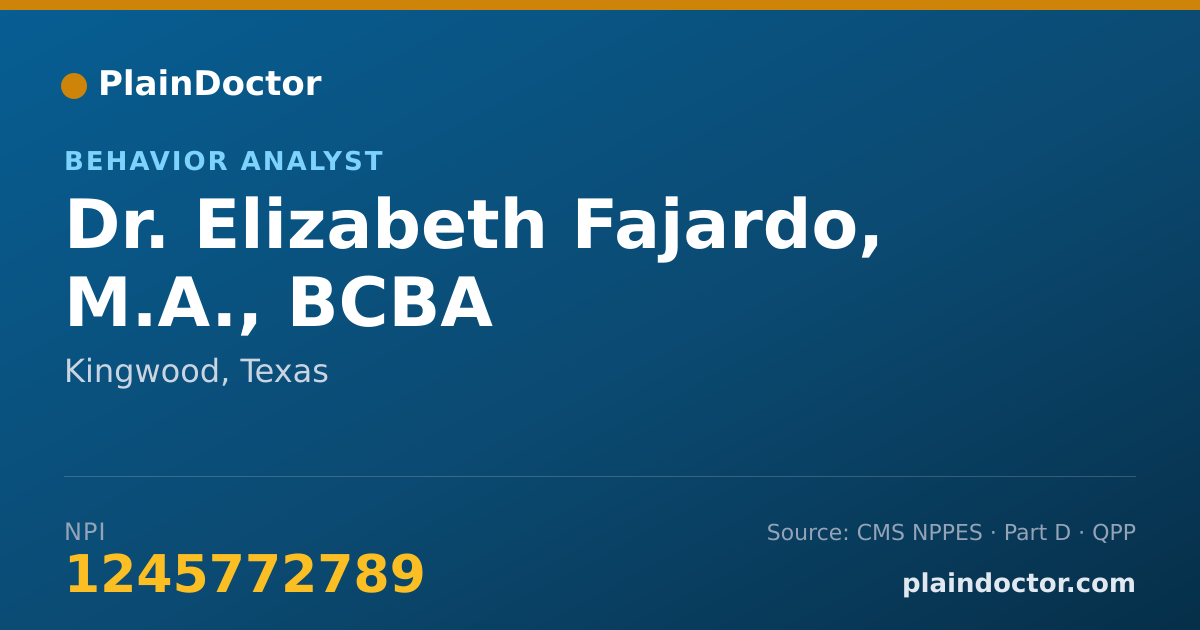 Shareable card for Elizabeth Fajardo, M.A., BCBA - Behavior Analyst, Kingwood, TX