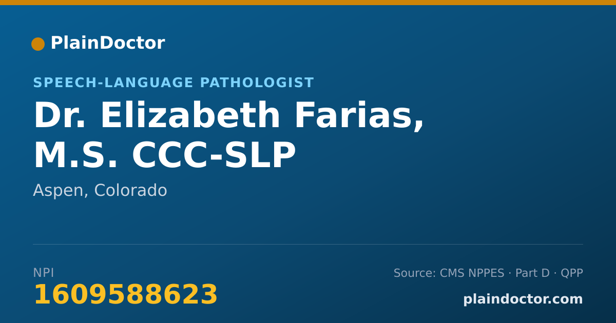 Shareable card for Elizabeth Farias, M.S. CCC-SLP - Speech-Language Pathologist, Aspen, CO