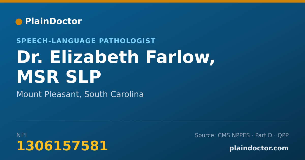 Shareable card for Elizabeth Farlow, MSR SLP - Speech-Language Pathologist, Mount Pleasant, SC