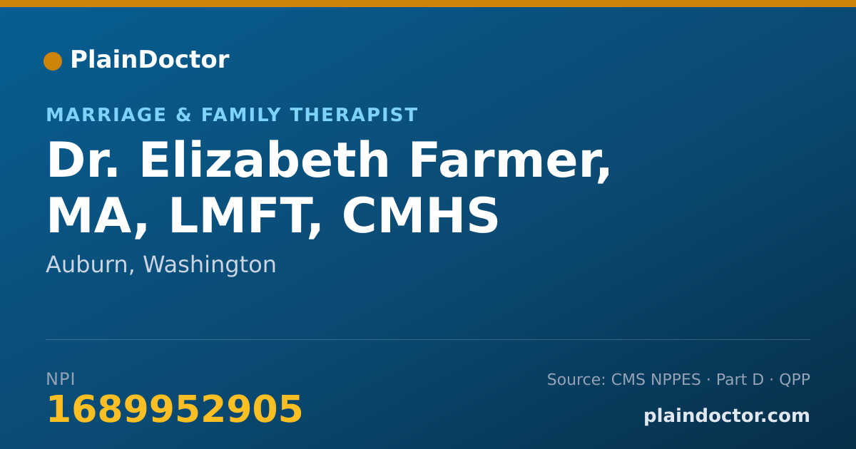 Shareable card for Elizabeth Farmer, MA, LMFT, CMHS - Marriage & Family Therapist, Auburn, WA