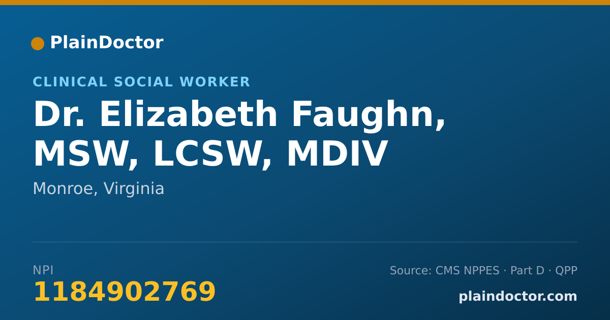 Shareable card for Elizabeth Faughn, MSW, LCSW, MDIV - Clinical Social Worker, Monroe, VA