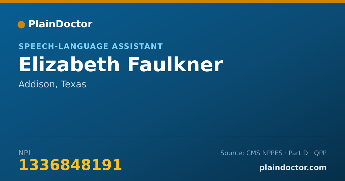 Shareable card for Elizabeth Faulkner - Speech-Language Assistant, Addison, TX