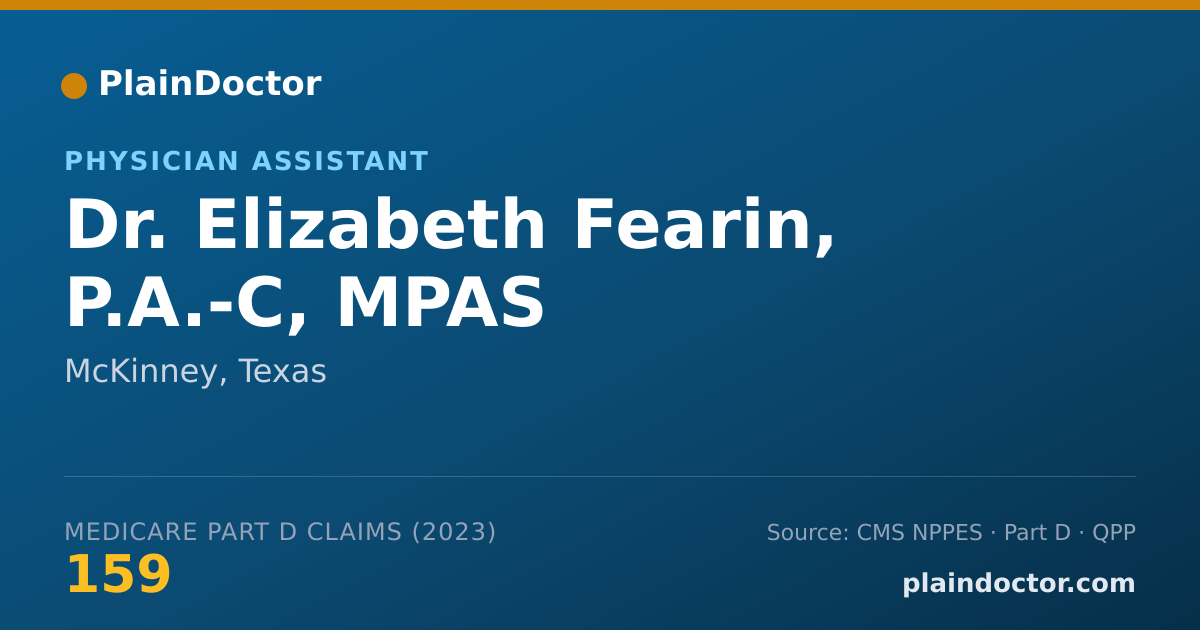 Shareable card for Elizabeth Fearin, P.A.-C, MPAS - Physician Assistant, McKinney, TX