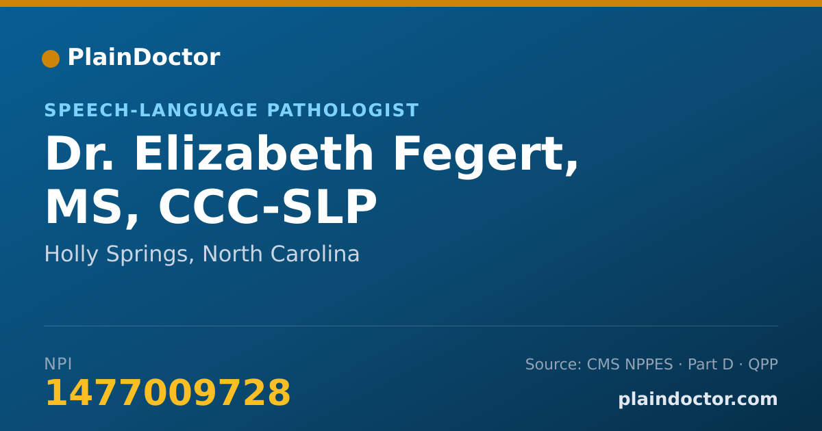 Shareable card for Elizabeth Fegert, MS, CCC-SLP - Speech-Language Pathologist, Holly Springs, NC
