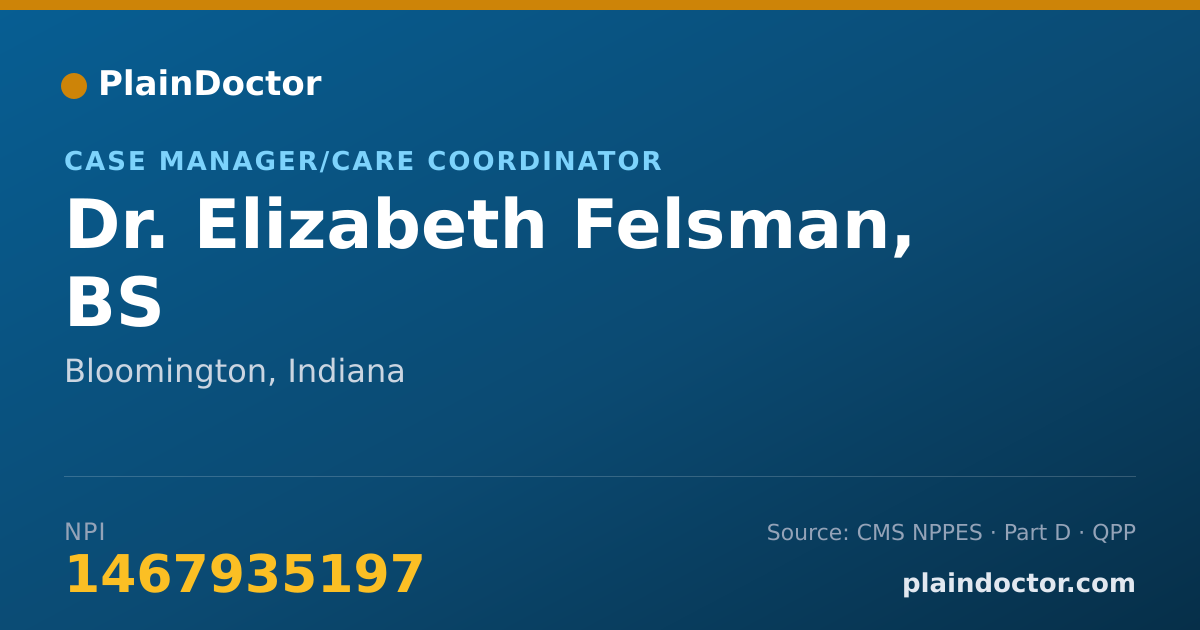 Shareable card for Elizabeth Felsman, BS - Case Manager/Care Coordinator, Bloomington, IN