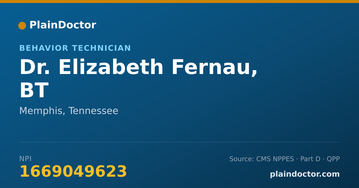 Shareable card for Elizabeth Fernau, BT - Behavior Technician, Memphis, TN
