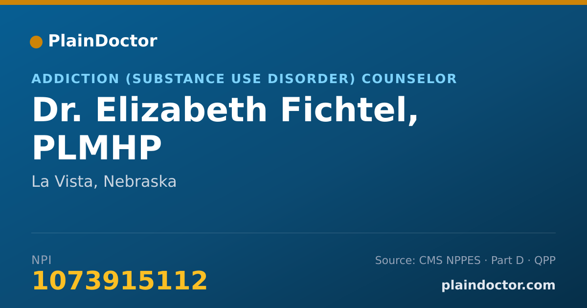 Shareable card for Elizabeth Fichtel, PLMHP - Addiction (Substance Use Disorder) Counselor, La Vista, NE