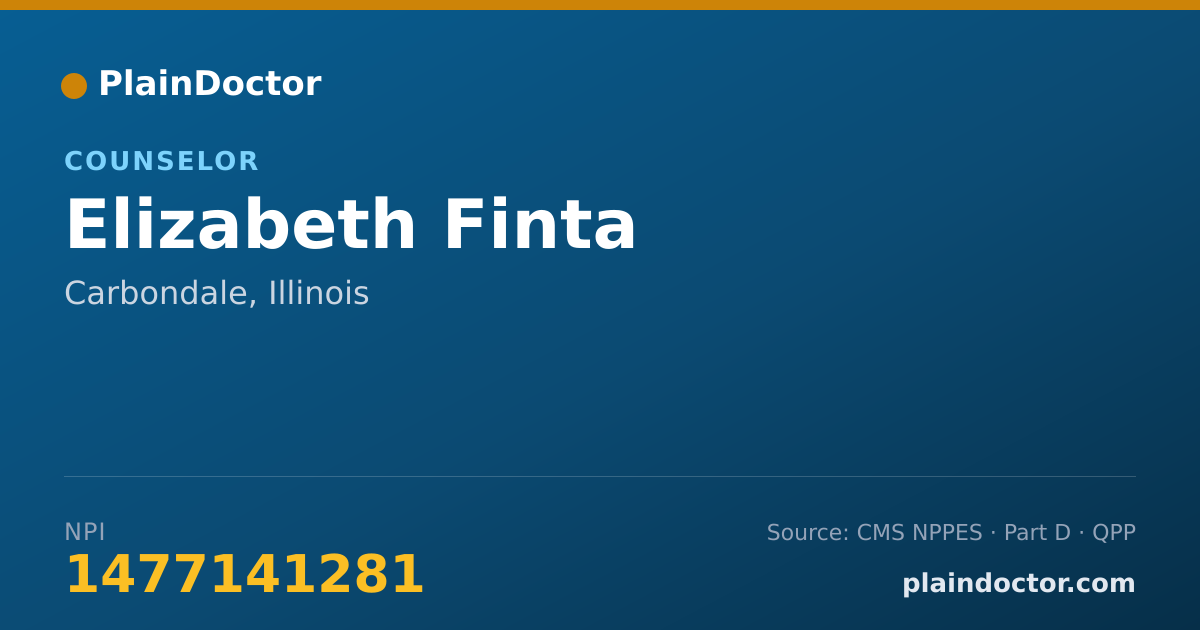 Shareable card for Elizabeth Finta - Counselor, Carbondale, IL