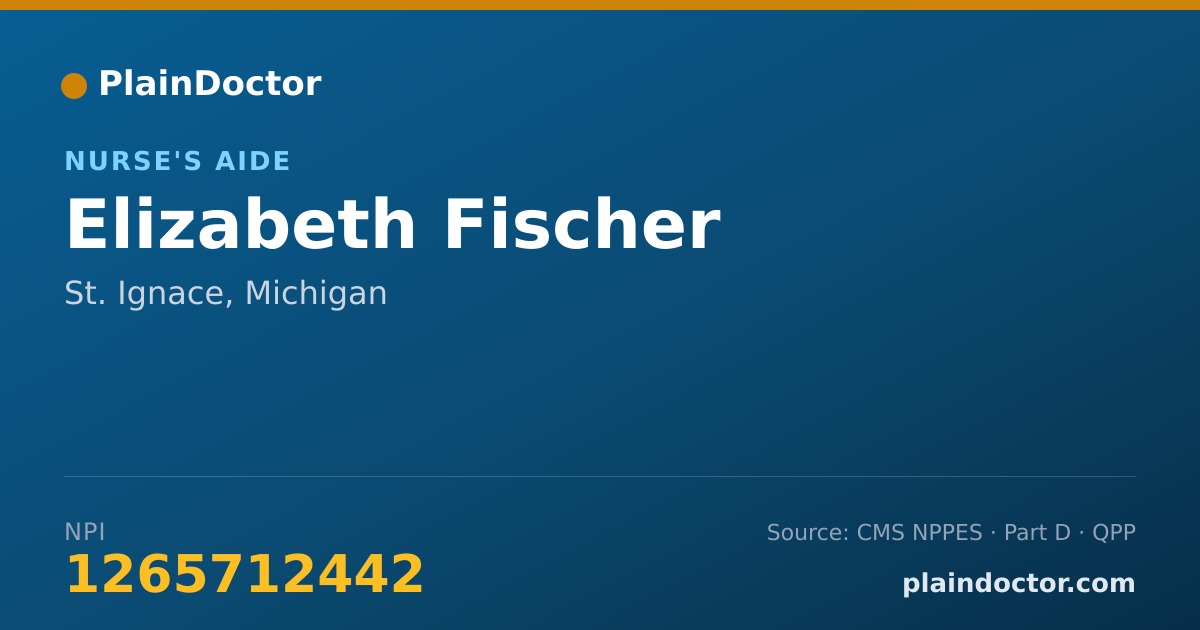 Shareable card for Elizabeth Fischer - Nurse's Aide, St. Ignace, MI