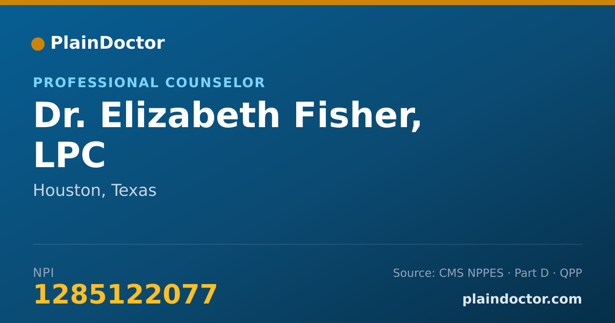 Shareable card for Elizabeth Fisher, LPC - Professional Counselor, Houston, TX