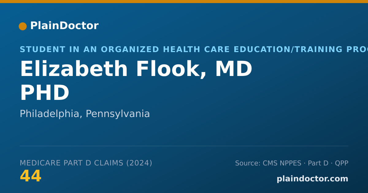 Shareable card for Elizabeth Flook, MD PHD - Student in an Organized Health Care Education/Training Program, Philadelphia, PA