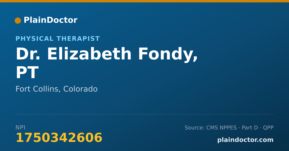 Shareable card for Elizabeth Fondy, PT - Physical Therapist, Fort Collins, CO